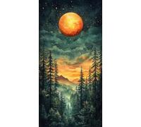 Large Paint by Numbers for Adults Tree, DIY Canvas Oil Painting Kit for Adults and Beginners, Moon Painting by Numbers with Acrylic Pigment and Brush for Room Decor Gifts 36x16in Without Frame F1-666