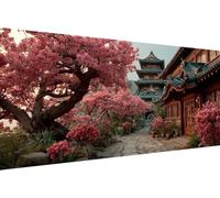 Large Paint by Numbers for Adults Tree Paint by Numbers Kits Architecture DIY Colorful Oil Paintings Arts with Accessories, Hobbies for Adults Women for Home Wall Decor (with Frame) 28x56 in M-6M36