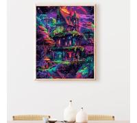 Large Paint by Numbers House Architecture 60x90cm, Colour in Canvas Paint by Numbers for Adults, Acrylic Oil DIY Beginners Painting by Nembers Crafts Kits for Home Wall Decoer, (Frameless) PjY6391 B-O
