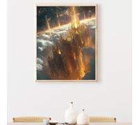 Large Paint by Numbers Sky Architecture 90x120cm, Colour in Canvas Paint by Numbers for Adults, Acrylic Oil DIY Beginners Painting by Nembers Crafts Kits for Home Wall Decoer, (Frameless) PjY4343 0-1