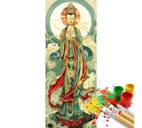 Large Paint by Numbers Zen Buddha (30x60cm/12x24 Inch), Colour in Canvas Paint by Numbers for Adults Beginners, Acrylic Oil DIY Adult Painting by Numbers Crafts for Home Wall Decoer, [Frameless]-YH551