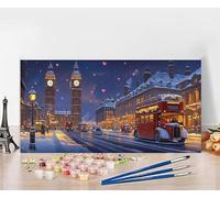 Large Painting by Numbers for Adults Big Ben Paint by Numbers for Children City, DIY Hobbies for Adults Crafts, Canvas Oil Paintings Arts for Home Wall Decor Crafts, Gifts Without Frame 40x80cm 8-B628