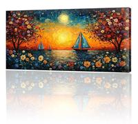 Large Painting by Numbers for Adults, Color Sailboat Paint by Numbers for Children Kits, Without Frame DIY Canvas Oil Painting Gifts, Adult Crafts With 3- Paint Brushes, Home Decor 50x100cm w-42