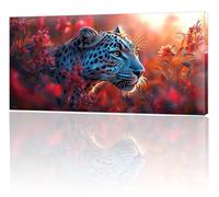 Large Painting by Numbers for Adults, Leopard Flower Paint by Numbers for Children Kits, Without Frame DIY Canvas Oil Painting Gifts, Adult Crafts With 3- Paint Brushes, Home Decor 50x100cm w-24
