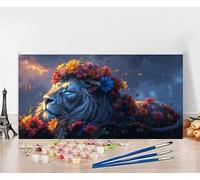 Large Painting by Numbers for Adults Lion Paint by Numbers for Children Flower, DIY Hobbies for Adults Crafts, Canvas Oil Paintings Arts for Home Wall Decor Crafts, Gifts Without Frame 50x100cm 7-3132