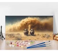 Large Painting by Numbers for Adults Rhino Paint by Numbers for Children Storm, DIY Hobbies for Adults Crafts, Canvas Oil Paintings Arts for Home Wall Decor Crafts, Gifts Without Frame 60x120cm 1-1160