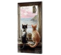 Large Painting by Numbers for Adults, Window Cat Paint by Numbers for Children Kits, Without Frame DIY Canvas Oil Painting, Adult Crafts with Paint Brushes Acrylic Pigment, Home Decor 50x100cm w-163