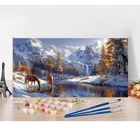 Large Painting by Numbers for Adults Winter Paint by Numbers for Children Horse, DIY Hobbies for Adults Crafts, Canvas Oil Paintings Arts for Home Wall Decor, Gifts Without Frame 50x100cm K-7B39