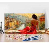 Large Painting by Numbers for Adults Woman Paint by Numbers for Children River, DIY Hobbies for Adults Crafts, Canvas Oil Paintings Arts for Home Wall Decor Crafts, Gifts Without Frame 70x140cm 0-0A73