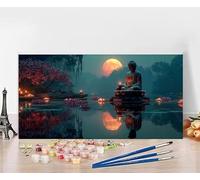 Large Painting by Numbers for Adults Zen Paint by Numbers for Children Moon, DIY Hobbies for Adults Crafts, Canvas Oil Paintings Arts for Home Wall Decor Crafts, Gifts Without Frame 60x120cm 3-LX33