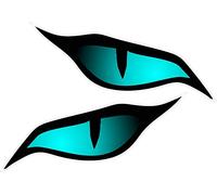 LARGE Pair Of Evil Eyes Eye Stickers Blue In Colour Vinyl Car Motorbike Helmet Sticker Decal each 140x60mm