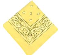 LARGE PALE YELLOW Bandana Black white square Paisley pattern