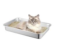 Large Pan - jumbos Litters Tray, Oversized Box | Pets Large Cat Tray Stainless Steel Cat Box, Extra Large Metal Pan for Cats Rabbits Never Absorbs Odors and Easy to Clean