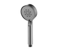 Large Panel Shower Head 5-Gear High Pressure Hand-held Water Saving One-Key Stop for Home Bathroom Accessories(Grey Without Hose)