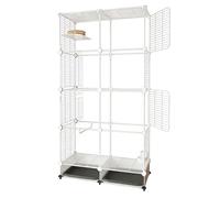 Large Parrot Cage with Acrylic Doors, 6 Casters, Perch & Feeder, Detachable Drawer, Ideal for Cockatiels, Budgies, Conures, Indoor/Outdoor Use