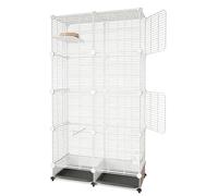 Large Parrot Cage with Acrylic Doors, 6 Casters, Perch & Feeder, Detachable Drawer, Ideal for Cockatiels, Budgies, Conures, Indoor/Outdoor Use