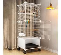 Large Parrot Cage with Rolling Stand and Bottom Tray, Easy to Clean Design for Birds, Ideal for Parakeets, Parrots, Lovebirds and Macaws