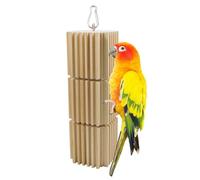 Large Parrot Chew Toy Wood Chewing & Foraging Block Hanging Bird Cage Accessory for Macaw, African Grey, Amazon, Cockatoo