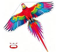 Large Parrot Dragon Flying Kite, Single Line, Easy Flyer, Easy to Fly, Includes 100 m Kite Line and Long Tail, for Beach, Park and Dragon Festival, Outdoor Activities for Beginners, Adults