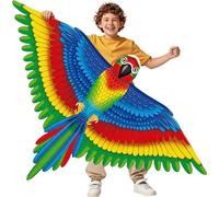 Large Parrot Kite, 53x38 Inch Single Line Kite Colorful with Long Tail Beginner Kite with Winding Handle and Line Beach Outdoor for Kids and Adults Park Games Activities