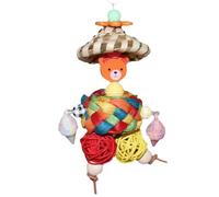 Large Parrot Toys | Parrot Foraging Toys With Straw Hat Man Shape - Colorful Rattan & Nesting Balls, Parakeet Cage Accessories For Kids, Family