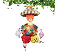 Large Parrot Toys, Parrot Foraging Toys With Straw Hat Man Shape, Interactive Colorful Nesting Ball, Parakeet Cage Accessories For Kids, Family, Friends, Home