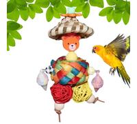 Large Parrot Toys | Straw Hat Man Shape Parrot Foraging Toys,Colorful Rattan & Nesting Balls, Parakeet Cage Accessories For Kids, Family