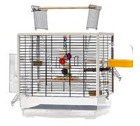 Large Parrot Transparent Cage, Ornamental Garden Bird Cage, Bird Nest With Food Box And Wooden Stand, Stainless Steel Bird Aviary Easy To Assemble(SET-A)