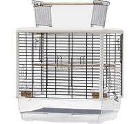 Large Parrot Transparent Cage, Ornamental Garden Bird Cage, Bird Nest With Food Box And Wooden Stand, Stainless Steel Bird Aviary Easy To Assemble(A)