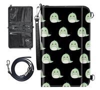 Large Passport Wallet w/ 1 Removable Wristlet and 1 Crossbody Strap, Cute Dinosaurs, Modern