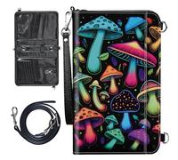Large Passport Wallet w/ 1 Removable Wristlet and 1 Crossbody Strap, Dream Mushroom, Modern