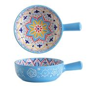 Large Pasta Bowl Bowl with Handles, French Onion Soup Bowls, French Onion Soup Crocks, Fruit Bowls Salad Bowls For Cereal, Stew, Chilli, Pot Pies, Baking, Microwave Dishwas(Size:22.5×16×5.5cm,Color:B)
