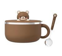 Large Pasta Bowl, Spoon Set, Heat Resistant Kitchen Accessories, Pasta Bowl Set with Lid - for Students & Adults, Dorm, Kitchen, Dining Room