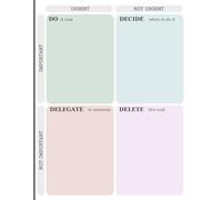 Large Pastel Eisenhower Matrix Notepad: Daily Activity Prioritization