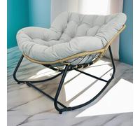 Large Patio Egg Chair Cozy Rattan Rocking Chair with Cushions Outdoor Furniture for Garden Porch Living Room Bedroom Gray 125cm Comfortable & Stylish