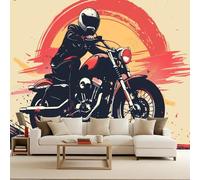 Large Pattern Wallpaper murals Retro Motorcycle, 3D Wall murals Retro Motorcycle 450x315cm Wallpaper for Girls Bedroom Modern Decorative Photomurals Giant Poster Easy to Apply Bedroom Living Room