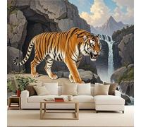 Large Pattern Wallpaper murals Tiger, 3D Wall murals Tiger 250x175cm Animal Retro Wallpaper for Girls Bedroom Modern Decorative Photomurals Giant Poster Easy to Apply Bedroom Living Room Restyling