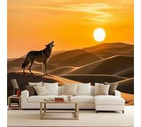 Large Pattern Wallpaper murals Wolf Howl, 3D Wall murals Wolf Howl 250x175cm Animal Wallpaper for Girls Bedroom Modern Decorative Photomurals Giant Poster Easy to Apply Bedroom Living Room Restyling