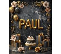 Large Paul Birthday Card, Balloons, Pre-Printed Name
