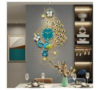 Large Peacock Wall Clock,23.6 x 39.4in 3D Creative Luxury Peacock Clock Mid Century Non-Ticking Silent Decorative Wall Quartz Clocks for Living Room Bedroom Dining Room Decor