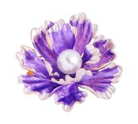 Large Pearl Peony Flower Brooch Pin Enamel Metal Flower Lapel Pin for Hanfu Qipao Women Girls Clothing Gift for Mom Grandma, Zinc, no gemstone