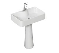 Large Pedestal Sink for Home Bathroom - Floor-Standing Washbasin with Faucet & Drain Kit - Modern Design Durable Ceramic Easy Installation