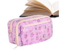 Large Pencil Case - Aesthetic Animal Pencil Case, 9 Compartment Pen Organizer with Zipper | Cute Makeup Bag for Girls and Boys, School Supplies Case, Organizer, purple, Please refer to the description