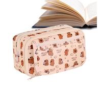 Large Pencil Case - Aesthetic Animal Pencil Case, 9 Compartment Pen Organizer with Zipper | Cute Makeup Bag for Girls and Boys, School Supplies Case, Organizer, Cream Colored, Please refer to the