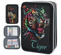 Large Pencil Case Aesthetic Square, Big Capacity Oxford Pencil Pouch with Zipper, 57 Pockets Pencil Case for Women & Men, Portable Marker Pen Case, Stationery Pencil Bag for School, Office (Black 1)