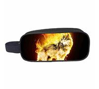 Large Pencil Case Big Capacity Pencil Bag, ENEN School Supplies Stationery Storage for Middle High School College Students Girls Boys Teen Pen Pouch Gift (22x10x6cm,Flame Wolf)