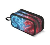 Large Pencil Case, Big Capacity Pencil Bag Pen Pouch Holder 3 Compartments, Blue Red Dragon Showdown School Office Supplies Stationery Makeup Bag Storage Organizer for Students Girls Boys Women Men