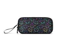 Large Pencil Case, Big Capacity Pencil Bag Pen Pouch Holder 3 Compartments, Colorful Neon Cat Heads School Office Supplies Stationery Makeup Bag Storage Organizer for Students Girls Boys Women
