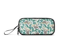 Large Pencil Case, Big Capacity Pencil Bag Pen Pouch Holder 3 Compartments, Cute Sloths Palm Leaves School Office Supplies Stationery Makeup Bag Storage Organizer for Students Girls Boys Women Men