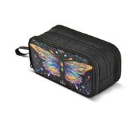 Large Pencil Case, Big Capacity Pencil Bag Pen Pouch Holder 3 Compartments, Multi-color Butterfly Starlight School Office Supplies Stationery Makeup Bag Storage Organizer for Students Girls Boys Women